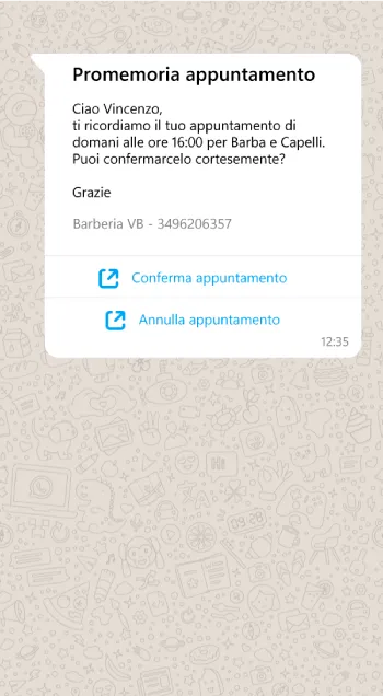Promemoria dinamico con Conferma o Disdetta